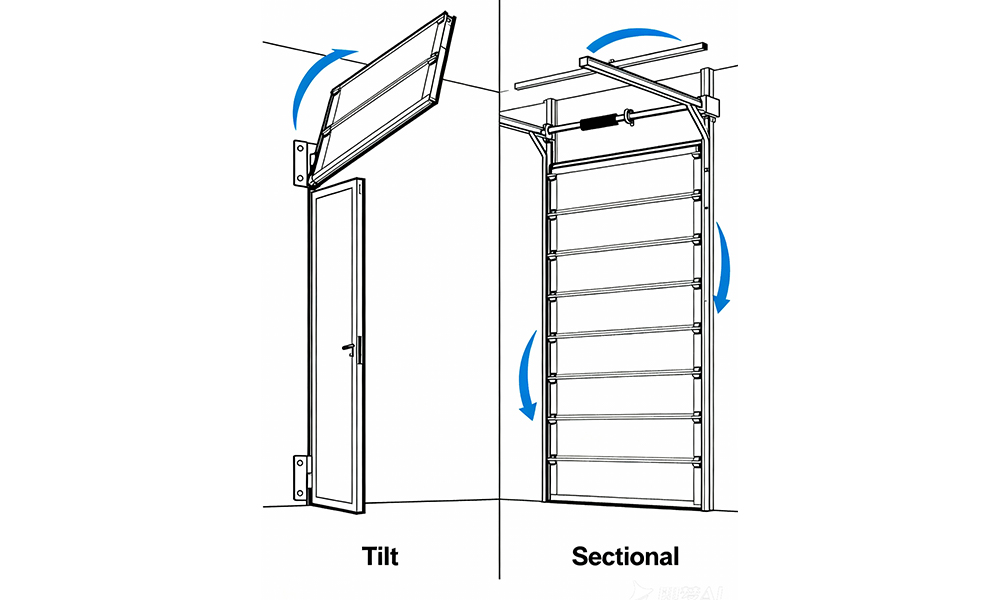 difference between a tilt door and a sectional door